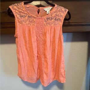 Lace Detail Coral Top
